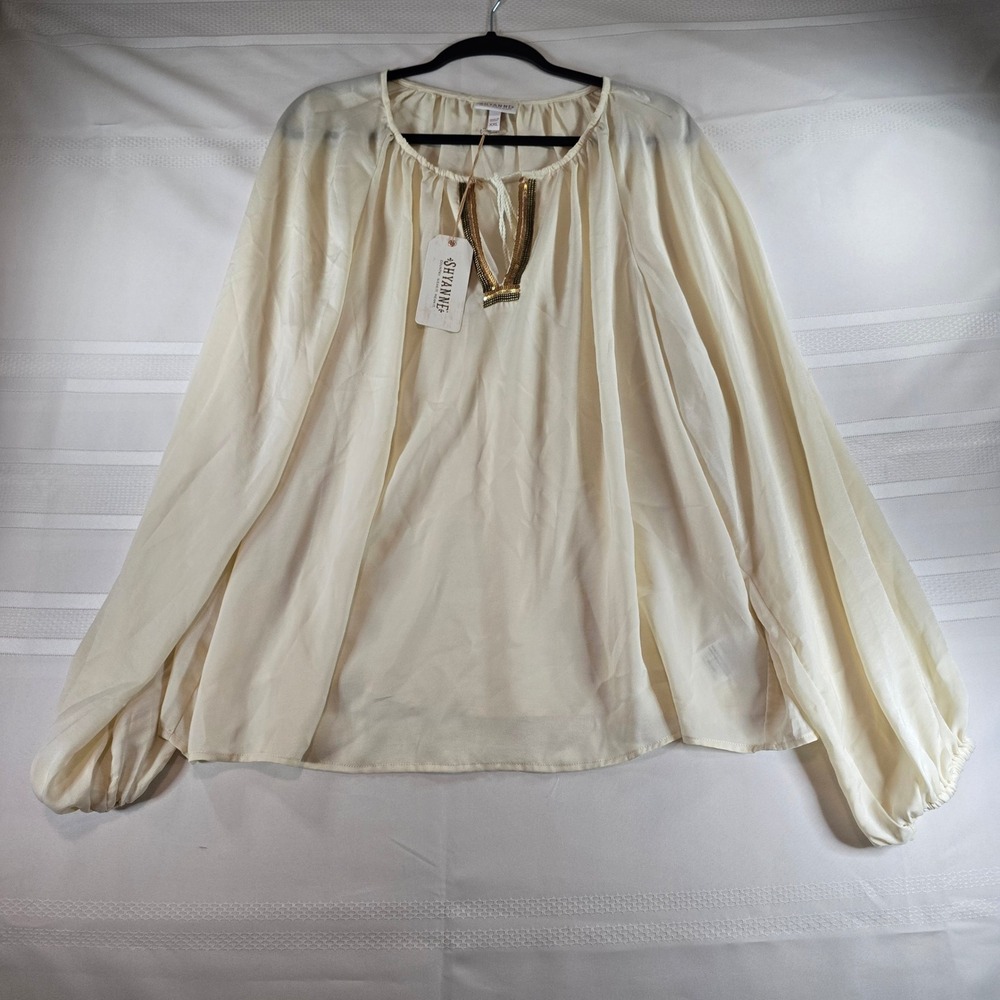 Shyanne ivory long-sleeve peasant blouse